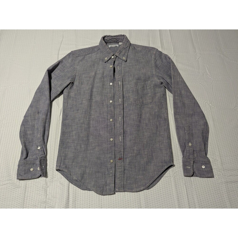 Gustin Men's Long Sleeve Button Up (Medium) Gray Slim Fit